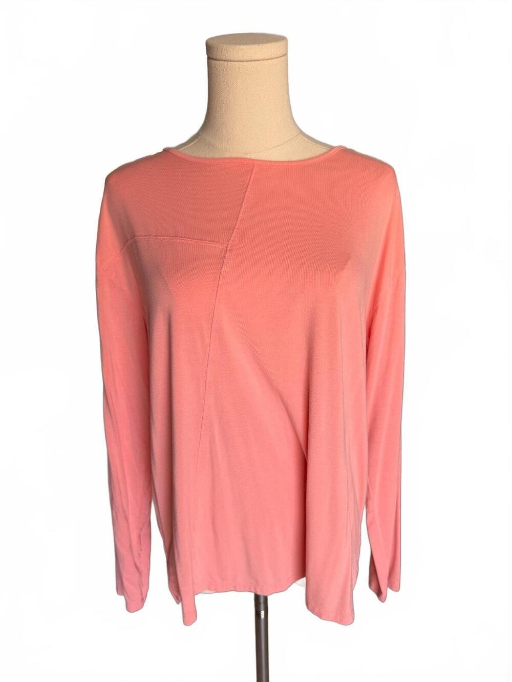 Peace Love World Coral Pink Long Sleeve Top Medium